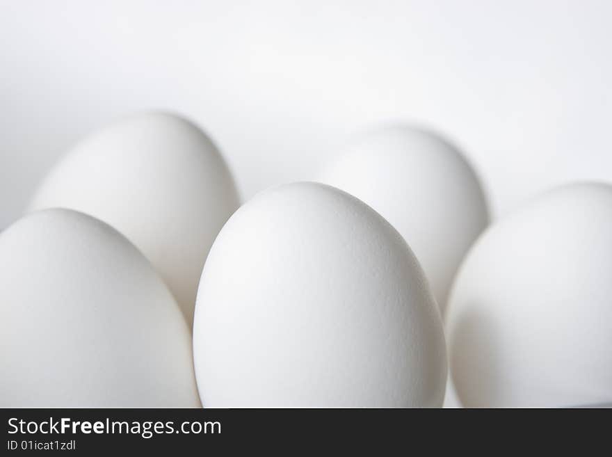 Five Eggs on White Background