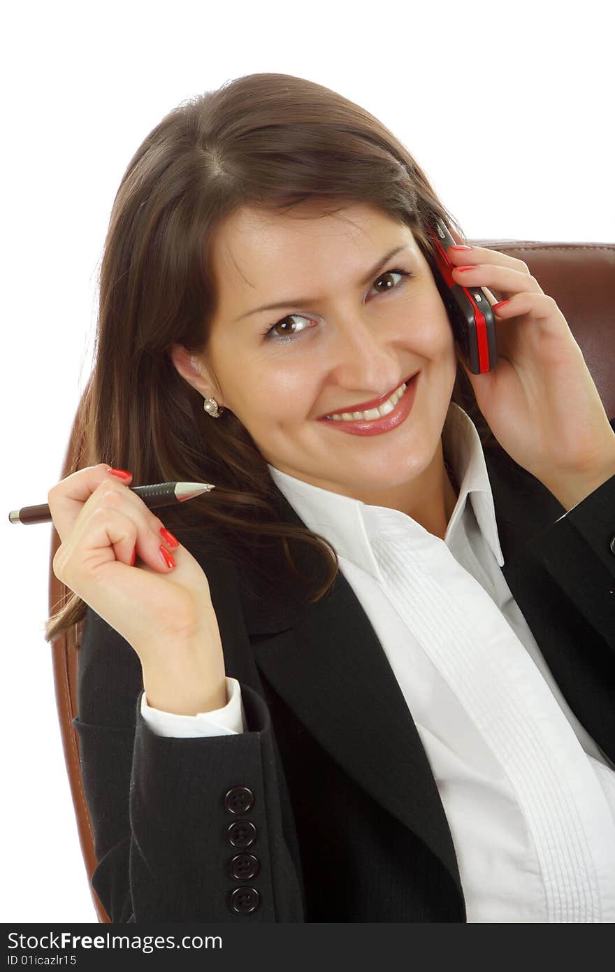 Young business woman calling by  phone.