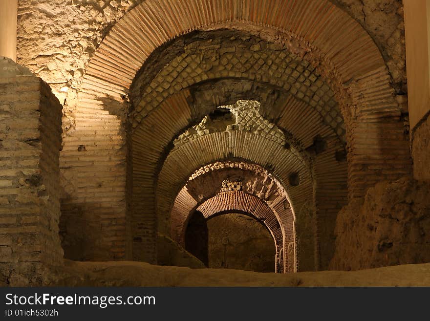 Roman amphitheatre in Naples, italy