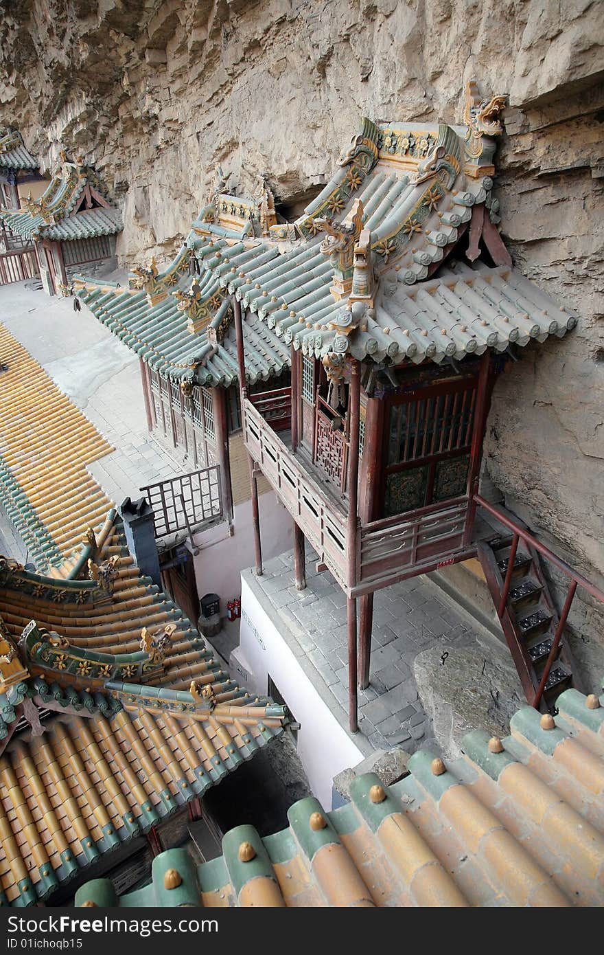 The hanging temple, shanxi, china.exterior detailed view. The hanging temple, shanxi, china.exterior detailed view.