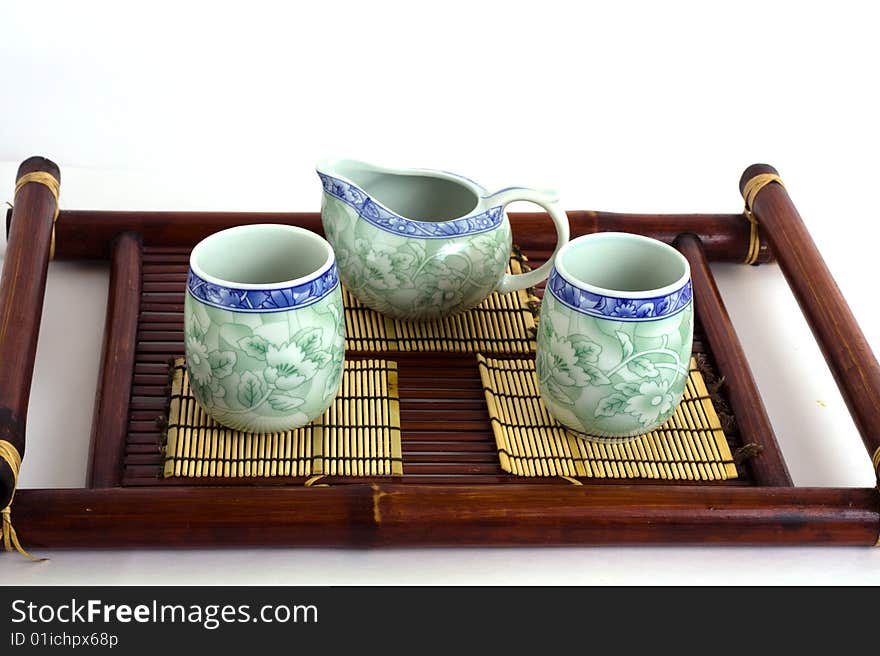 The Chinese porcelain service for tea ceremony. The Chinese porcelain service for tea ceremony