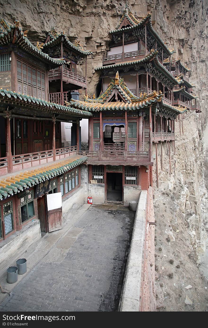 The hanging temple, shanxi, china.exterior detailed view. The hanging temple, shanxi, china.exterior detailed view.