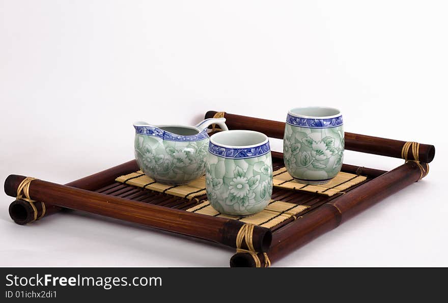 The Chinese porcelain service for tea ceremony. The Chinese porcelain service for tea ceremony