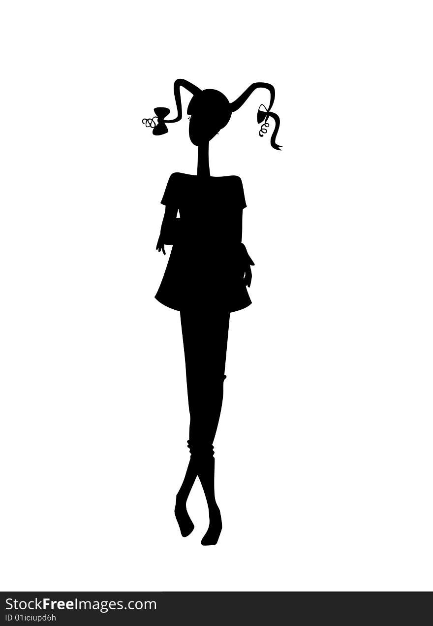 Silhouette of girl of teenagers for design