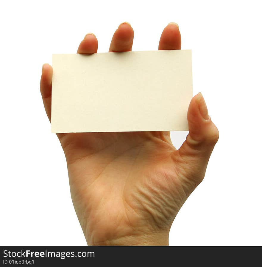 A card blank in a hand