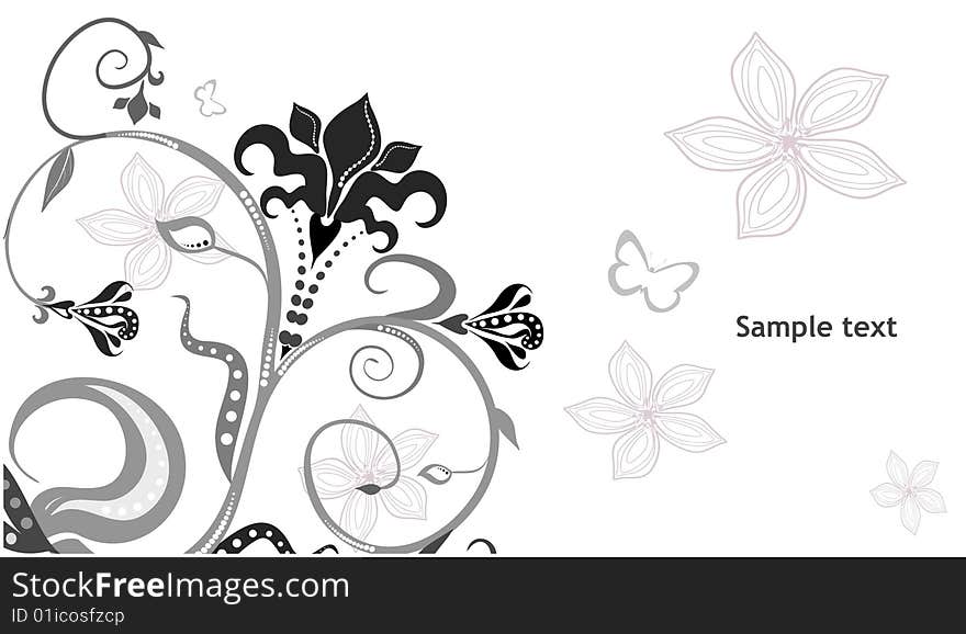 Illustration of abstract black and white floral background with copy space. Illustration of abstract black and white floral background with copy space.