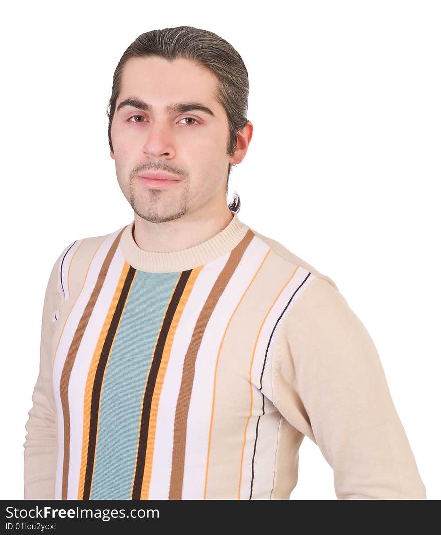 Young Handsome Male In Sweater Isolated