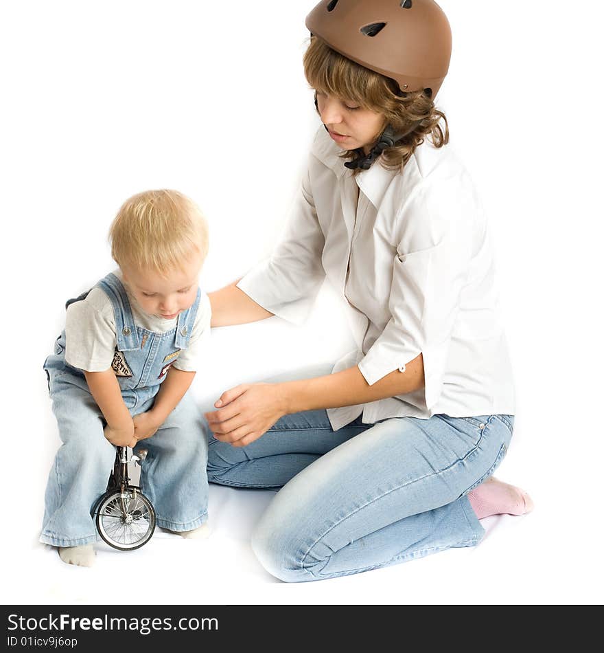 Mother and child toy and bicycle