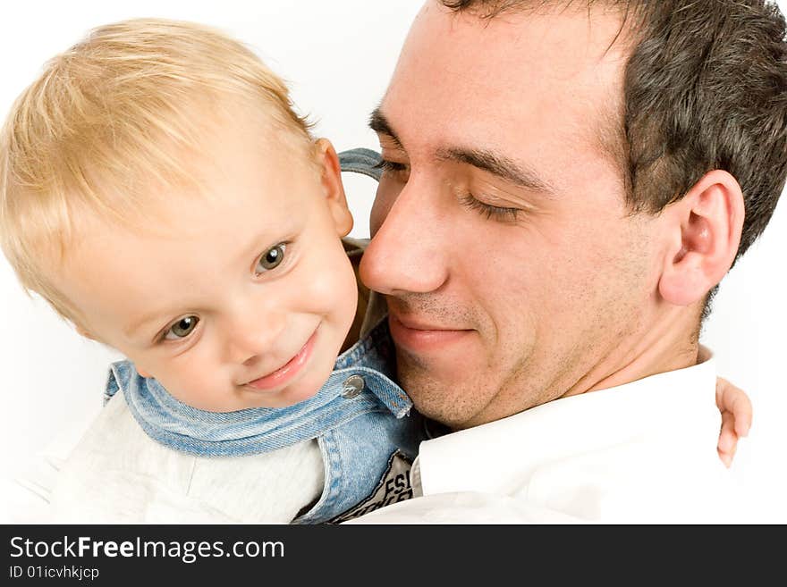 Portrait of dad and son at the hands