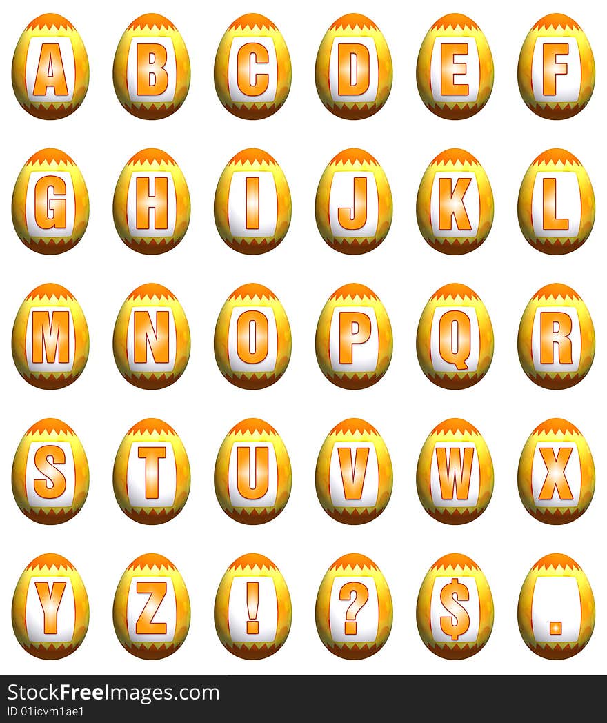 Easter Egg Font - Yellow and Orange