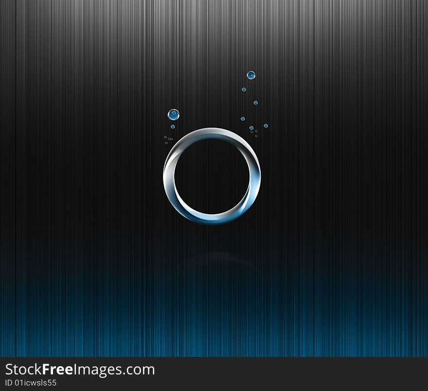 Metal ring in future water. Metal ring in future water