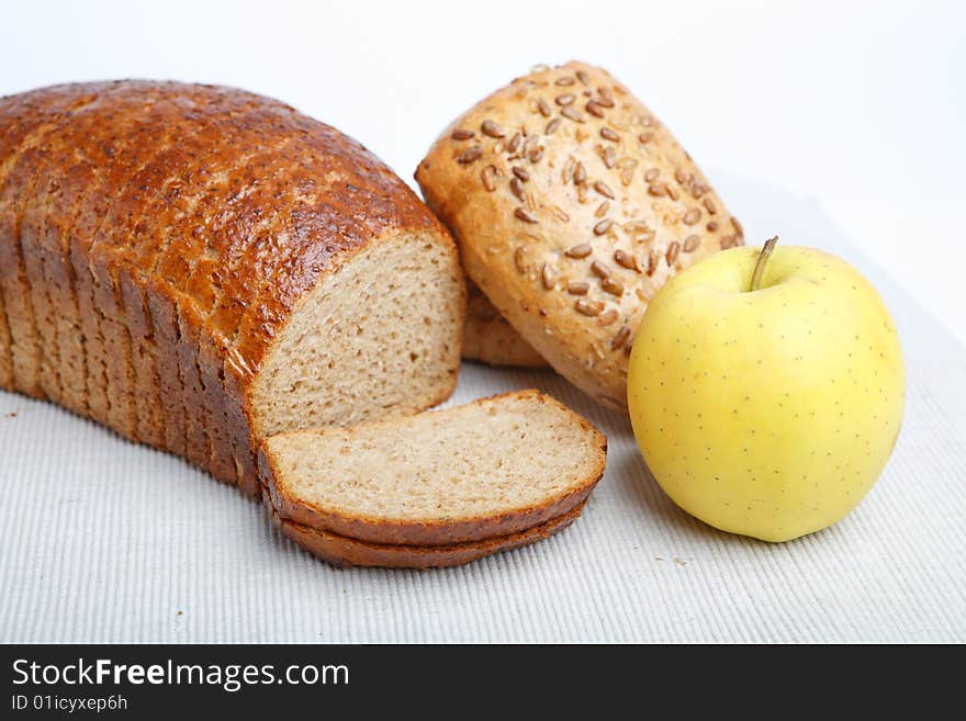 Fresh bakery for the breakfast on white