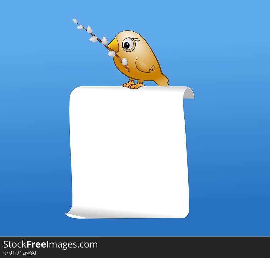 Yellow bird on white message