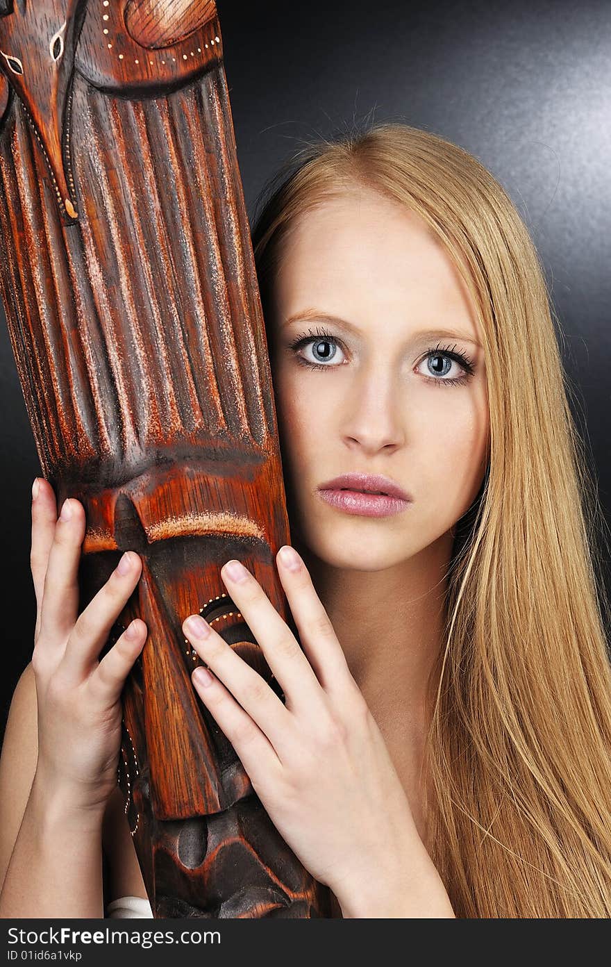 Mask and beautiful blond woman. Mask and beautiful blond woman