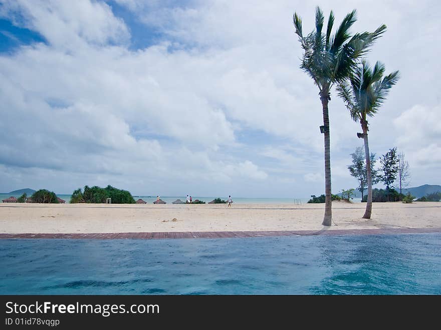 Edgeless swimming pool, sea view