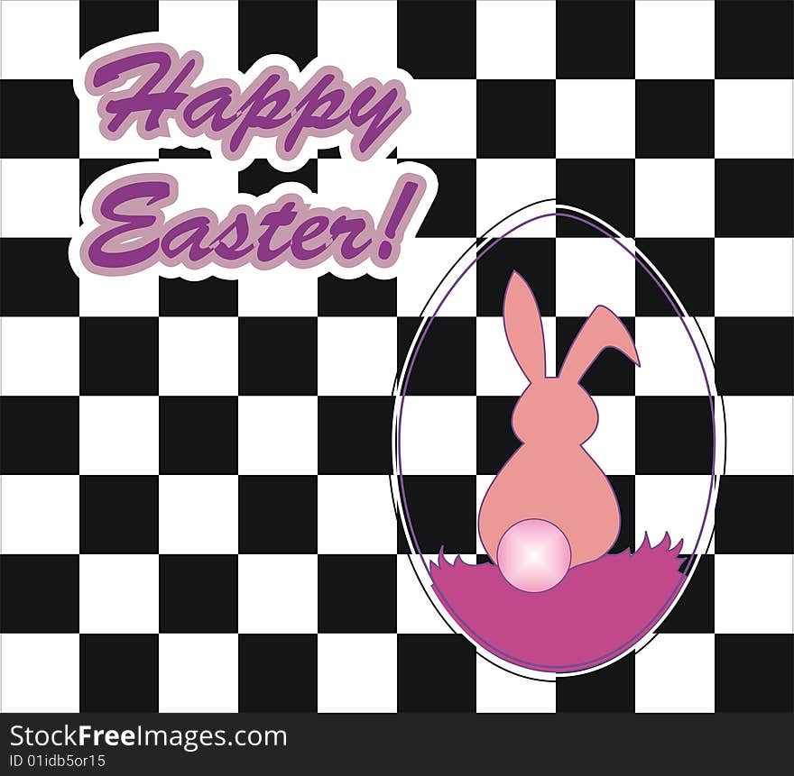 Happy Easter black and white greeting Card. Happy Easter black and white greeting Card