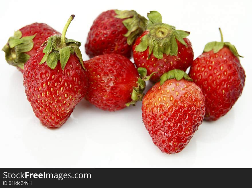 Strawberries over white background, Want to eat!