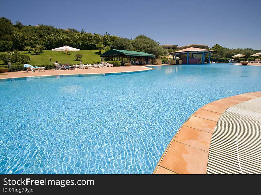 Poolside view at Sardegna Island, Italy (no logos or brands)