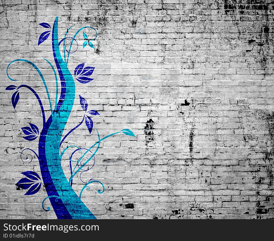 Abstract grunge background with stains, cracks, floral, filigree, texture