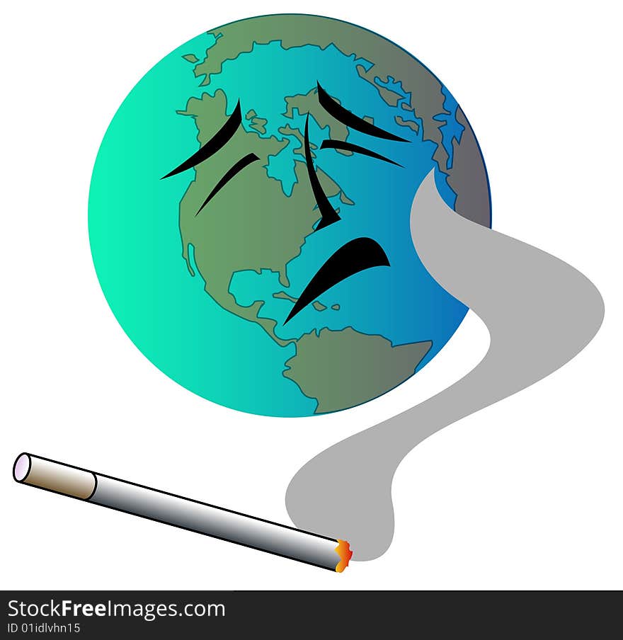 Cigarette and world environment colour image