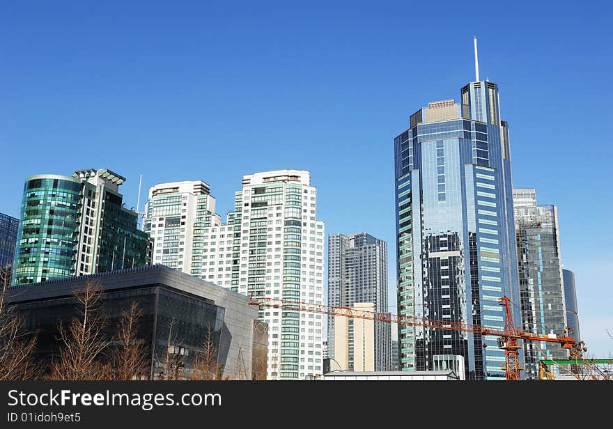 Office  buildings made of glass and steel