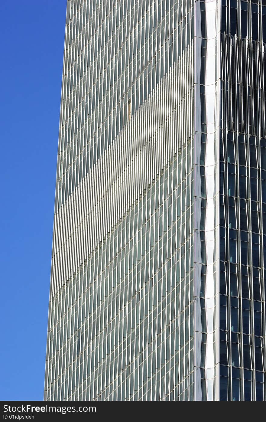 Window and frame on modern building face