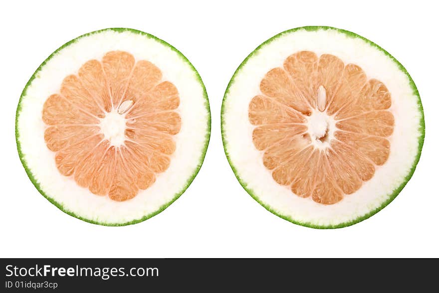 Two slices of grapefruit