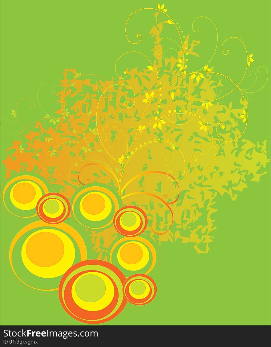 Green background with yellow circles vector illustration