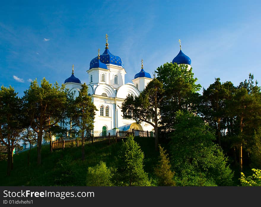 The Christian church on a background of the blue sky