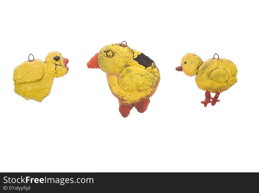 Trhee ducks made with clay