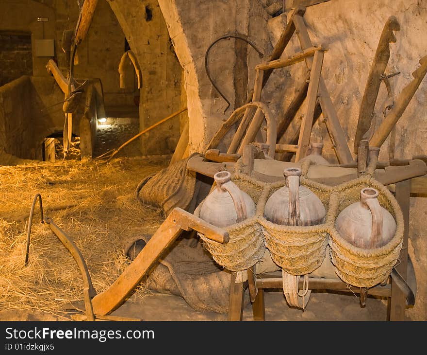 Old farmer tools in a stable