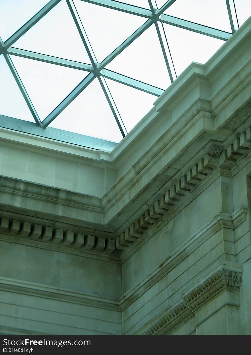 Glass roof over an old building