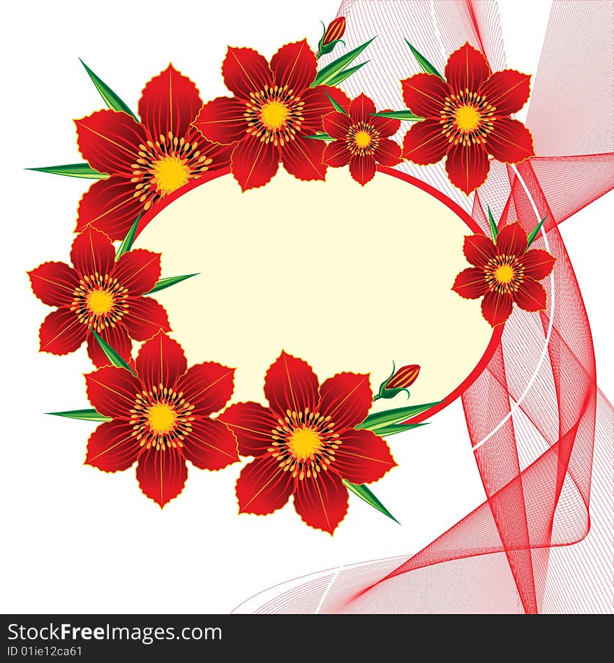 Beautiful flowers frame, floral background