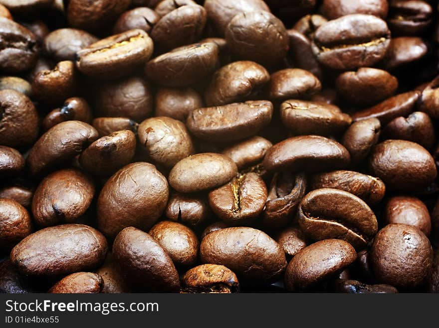 Roasted coffee background.