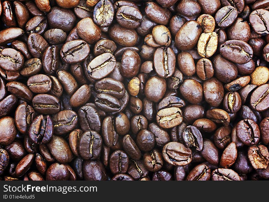 Heap Of Coffee Beans As Background.