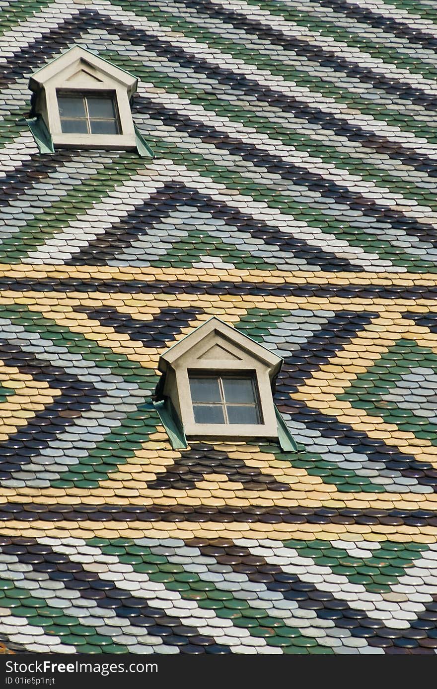 The wonderful roof of the famous st stephens cathedral in vienna. The wonderful roof of the famous st stephens cathedral in vienna