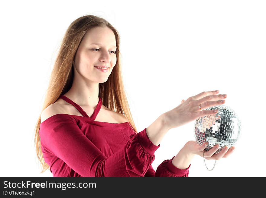 Young woman with Glass sphere