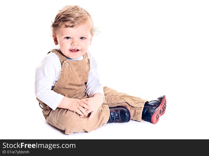 Sitting smilng baby on white background. Sitting smilng baby on white background