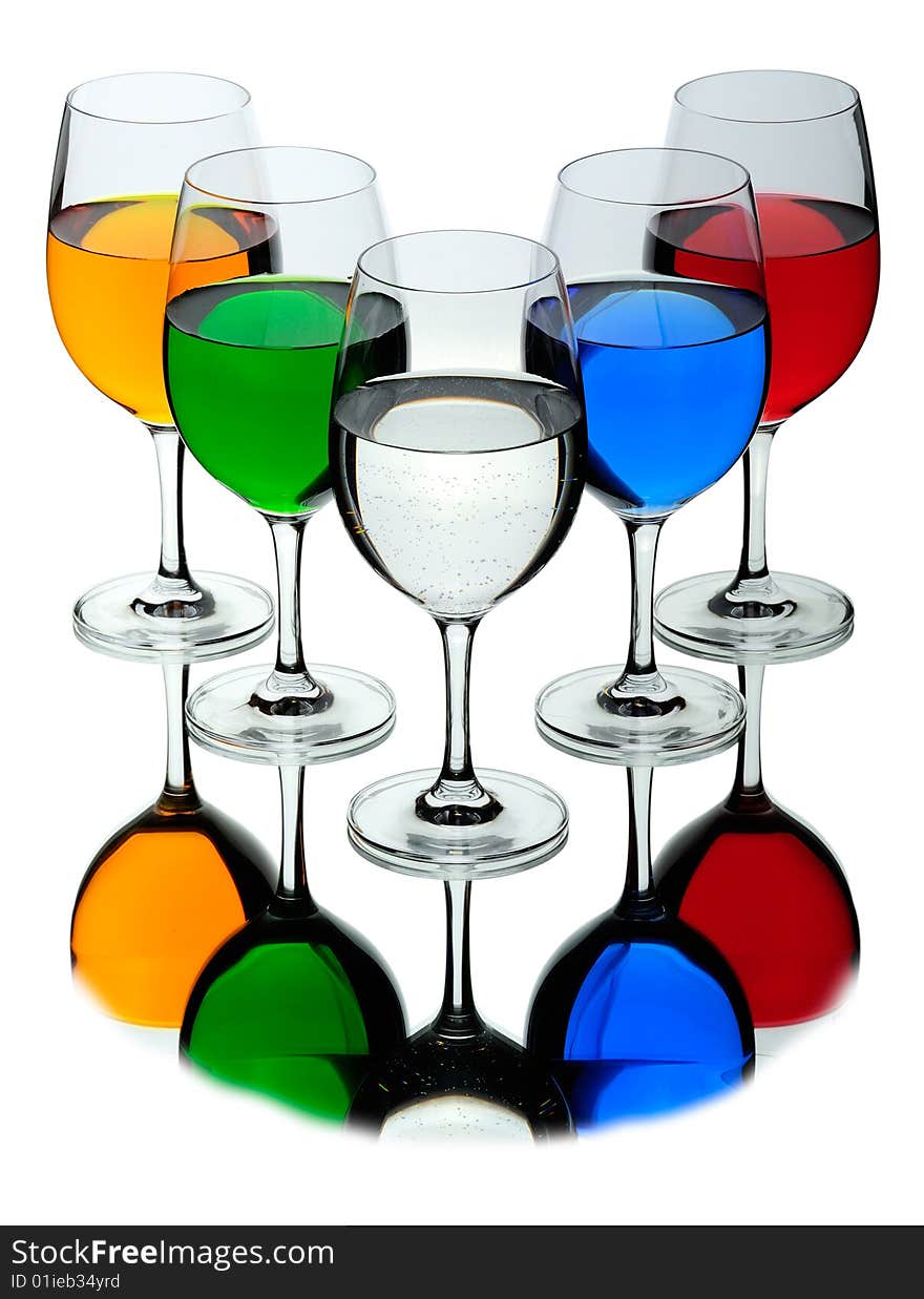 Five wine glasses