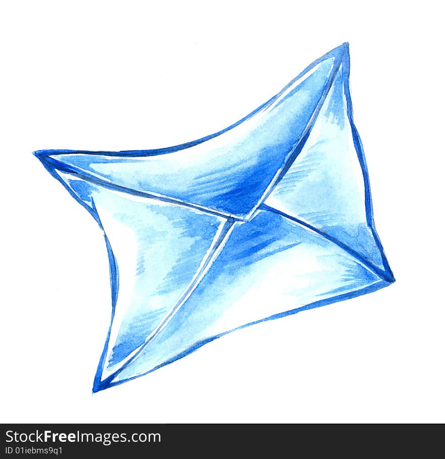 Drawing of blue paper envelope