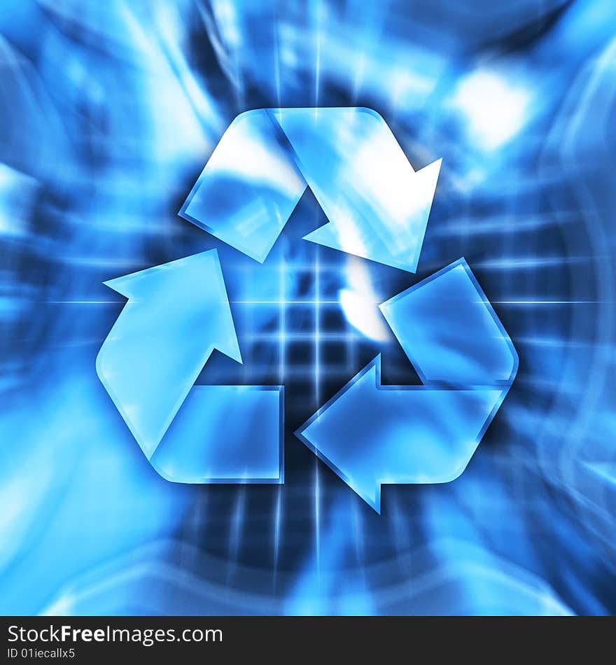 Blue recycling symbol conceptual illustration