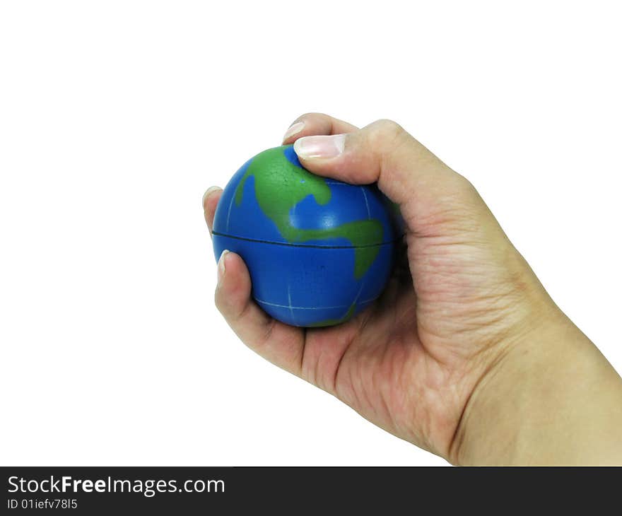 Getting a firm grip of the earth (toy earth). Getting a firm grip of the earth (toy earth).