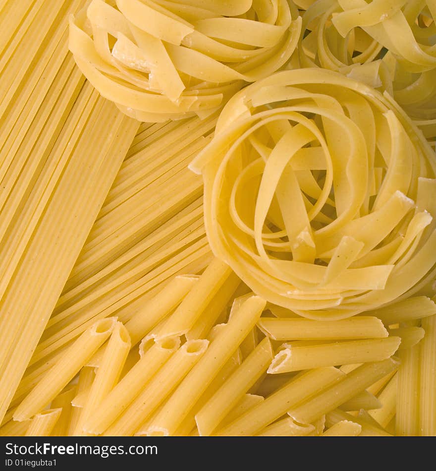 Various shapes of pasta background