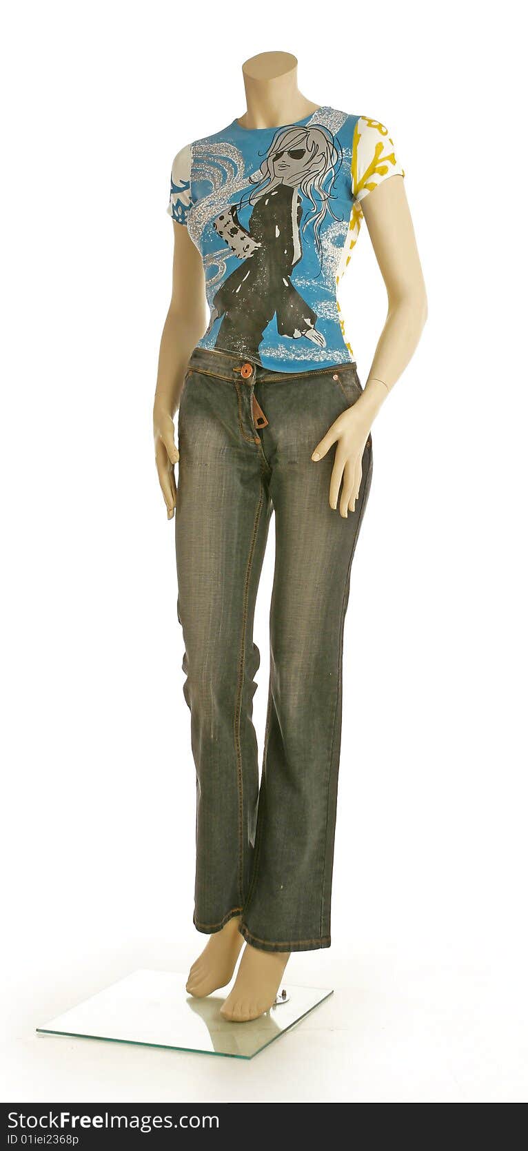 Dummy in fashion jeans jacket and trousers