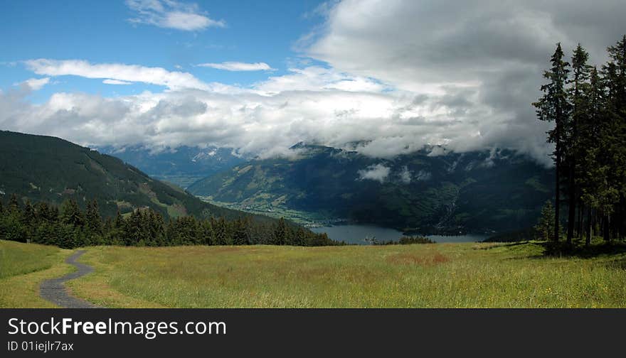 Zell am See after rain storm.