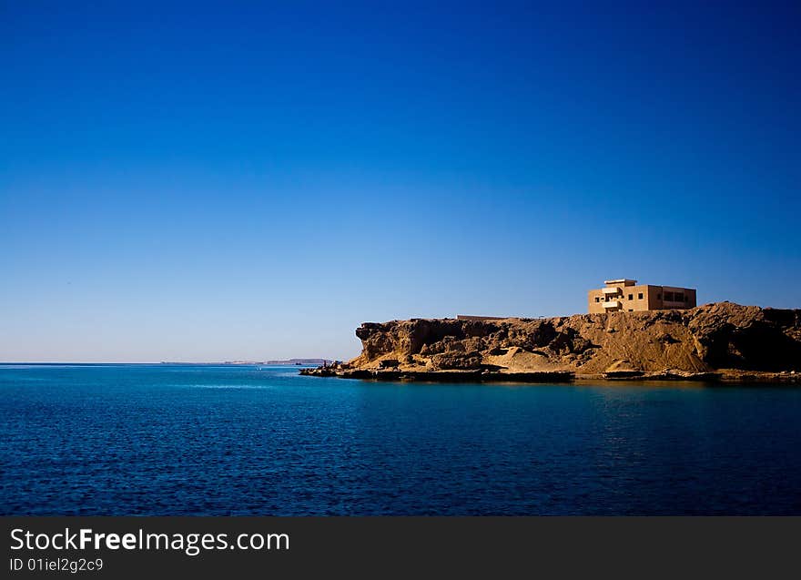 Lonely building on the coast