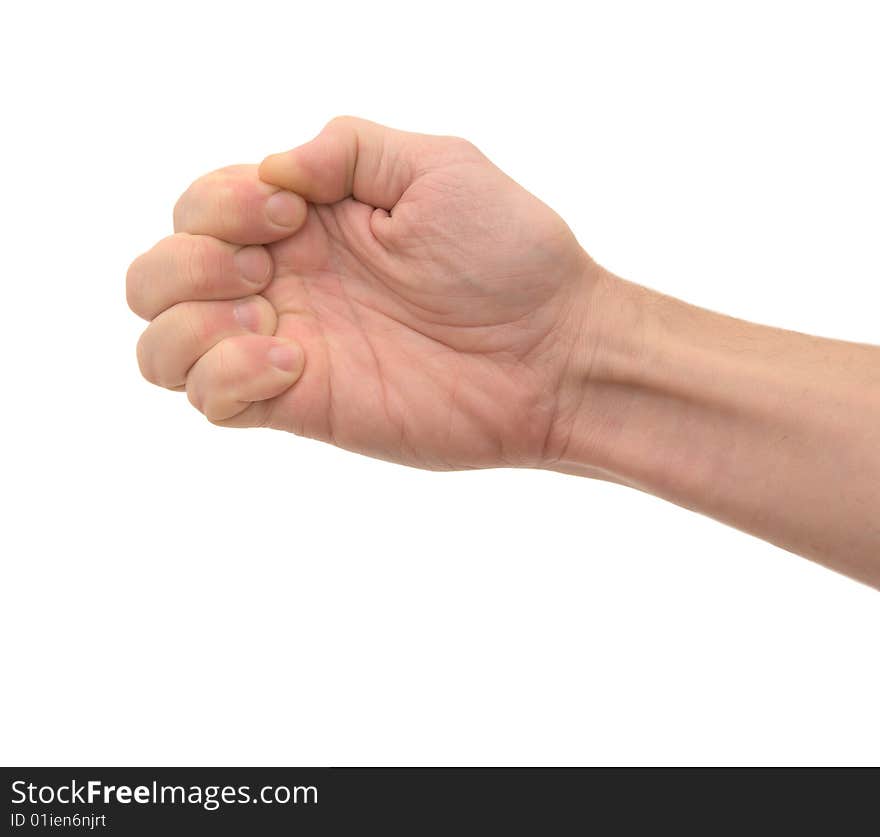 Man's fist isolated on a white background.