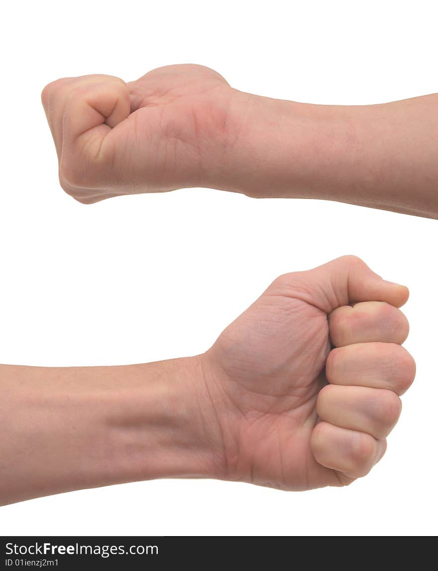 Man's fist isolated on a white background.