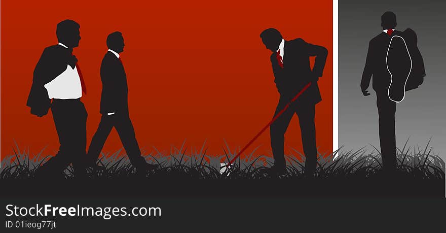 Businessman vector illustration, white, black and red