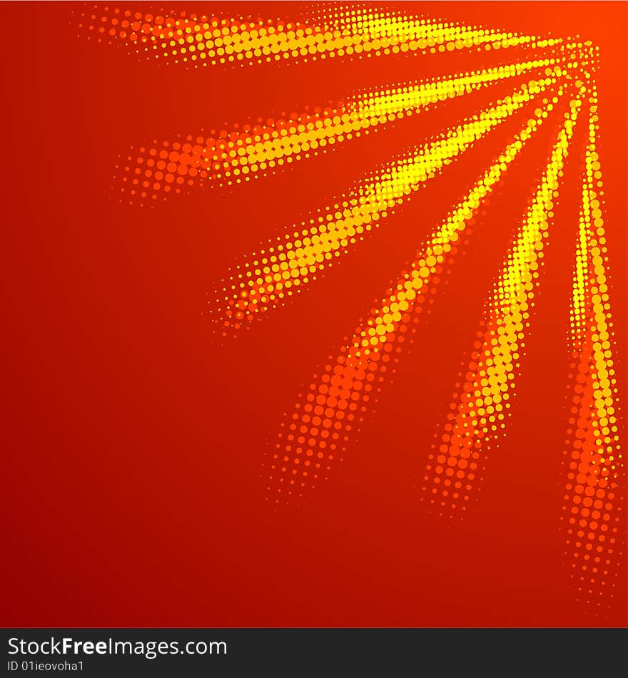 Orange halftone sun. Vector illustration.